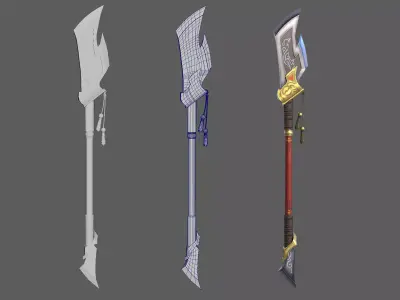 Long Handled Game Weapons Low-poly 3D model