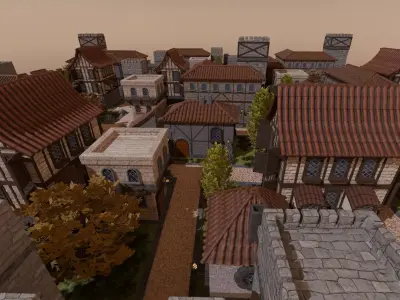 Medieval Castle Village 3D model