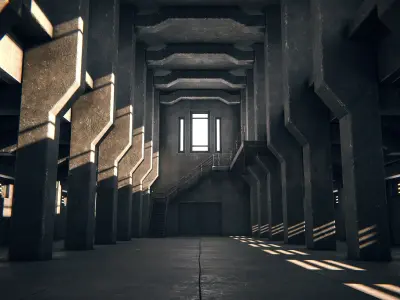 Hangar 04 PBR Low-poly 3D model