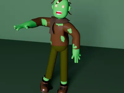 Low Poly Zombie Rigged 3D Model Game Ready Low-poly 3D model