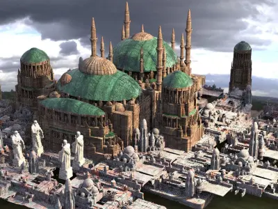 Naboo Inspired Dome 6 with city 3D model