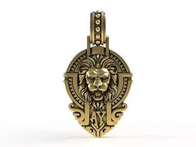 Antique Roaring Lion Pendant 3D print model