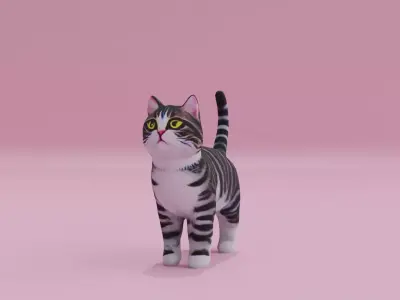 Cat Realistic Stripe Ribbed Free low-poly 3D model