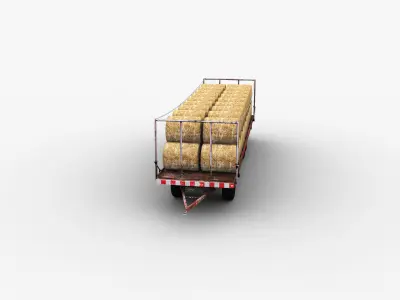 Bale Trailer Lowpoly Low-poly 3D model