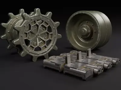 Tank Tracks Pack  Low-poly 3D model