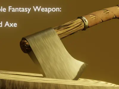 Simple Fantasy Hand Axe Low-poly 3D model