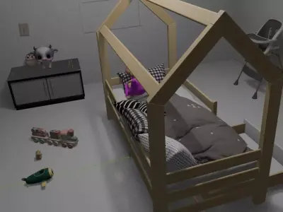 Modern Kids Bedroom Interior 3D Scene Free low-poly 3D model