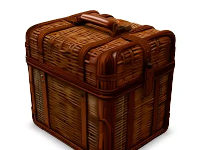 Wicker Suitcase Vintage Travel Luggage Low-poly 3D model