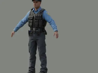 Police Man Low-poly 3D model