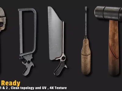 5 Tools  Game Ready VOL01 Low-poly 3D model