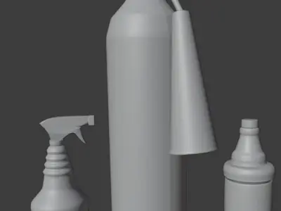 Extinguisher and bottles 3D model