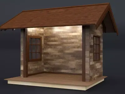 EUROPEAN COMMERCIAL WOODEN BUILDING STALL VER-1 2024 3D model