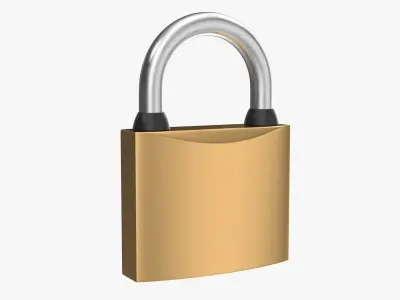 Padlock golden Low-poly 3D model