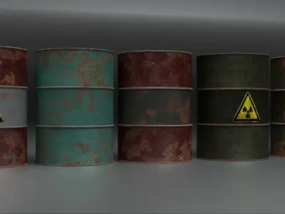Old rusty barrels  Low-poly 3D model
