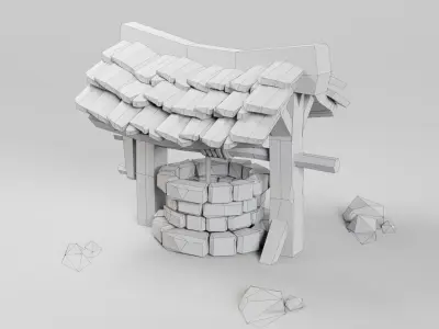 3D Low-Poly Stone Well Low-poly 3D model