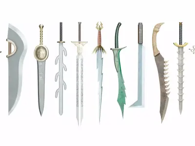 Collection of 12 special swords 3D model