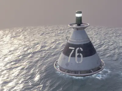 Buoy River RB-4-01 Left Turn Mark Low-poly 3D model