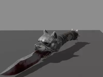 DVL3DStudio Survival Knife Gore Pitbull Low Poly Game Ready Low-poly 3D model