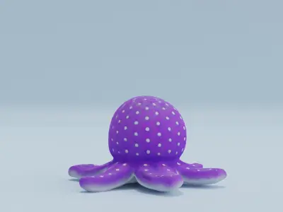 Octopus Toy Cute Purple Low-poly 3D model