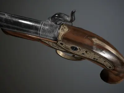 Capsular Pistol Deringer - model and textures Low-poly 3D model