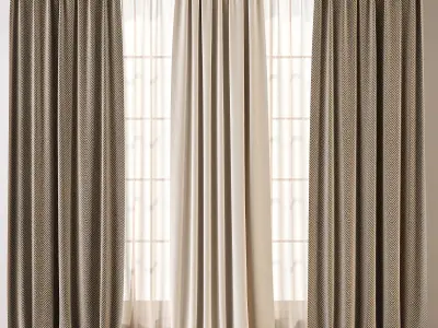 Herringbone and Sheer Curtain  Free 3D model