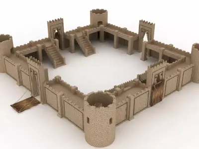 Game Old Castle Low-poly 3D model