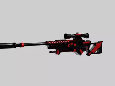 Scifi Sniper - REDBLACK Low-poly 3D model