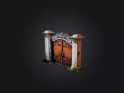 Rusted Iron Gate Low-poly 3D model