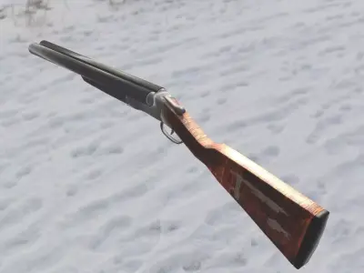 LowPoly DoubleBarrel Shotgun Low-poly 3D model