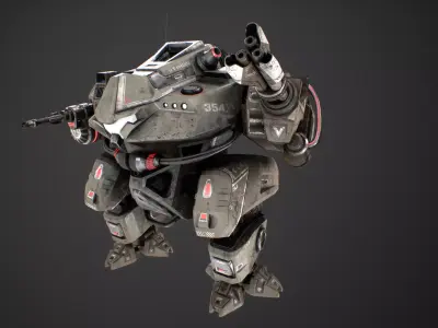 Low Poly Robot Rhino  Low-poly 3D model