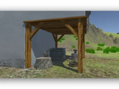 Blacksmith house Low-poly 3D model