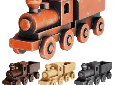 Vintage Toy Train Set  Low-poly 3D model