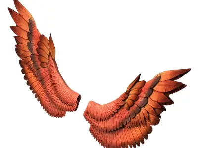 Fantasy Red Wing Low-poly 3D model