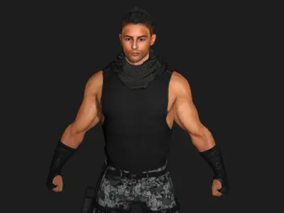 AAA 3D MALE ARMY CHARACTER 01 - HUMAN RIGGED GAME READY Low-poly 3D model