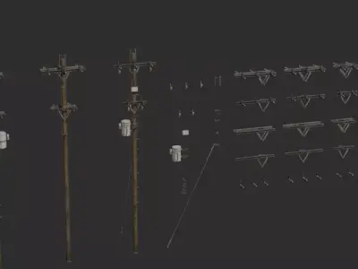 Modular Electricity Poles - Game Ready 3D Model Pack Low-poly 3D model