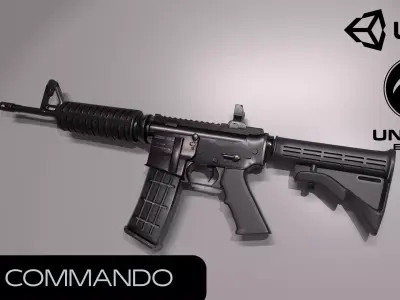 M4 Commando Gun Low-poly 3D model