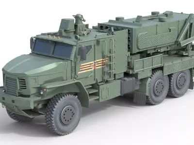 TOS 2 Multiple rocket launcher    Low-poly 3D model