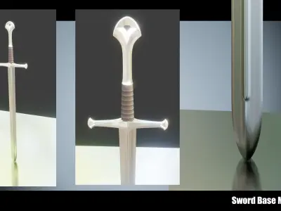 Sword Base Mesh 03 Low-poly 3D model