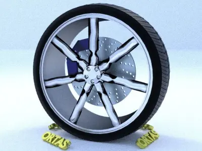 ORTAS CAR RIM 42 GAME READY RIM TIRE AND DISC 3D model