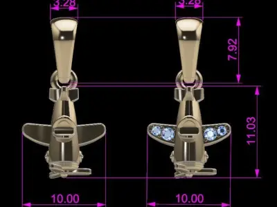 Dainty Airplane Pendant Set with Diamonds 3D print model