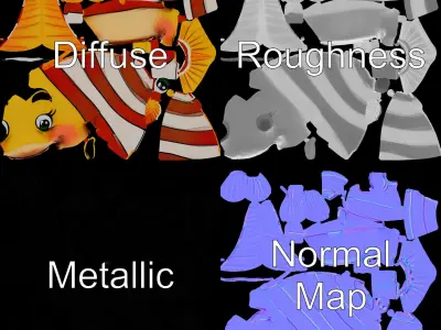 Animated Clownfish Character Model Pack for Games and Animation Low-poly 3D model