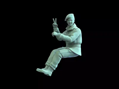 WW2 British Airborne Driver STL Paratrooper Soldier Figurine  3D print model