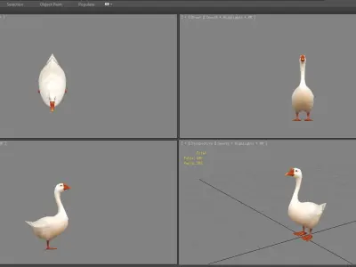 Cartoon white goose Low-poly 3D model