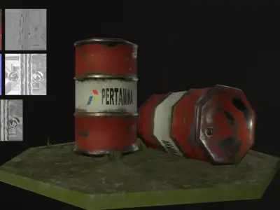 Barrel Pertamina Asset Low-poly 3D model