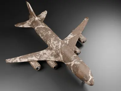 Rustic Weathered Aircraft Low-poly 3D model