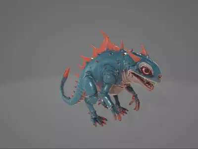  Spiked Lizard Beast  Fantasy Creature Low-poly 3D model
