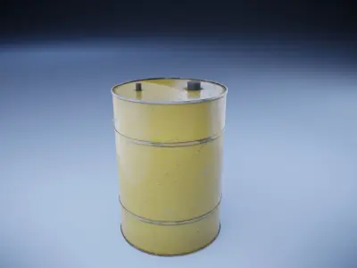 yellow metal barrel Low-poly 3D model