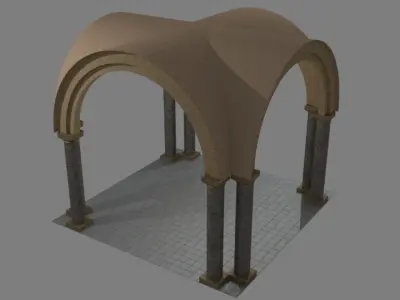 Norman Arch and pillars Low-poly 3D model
