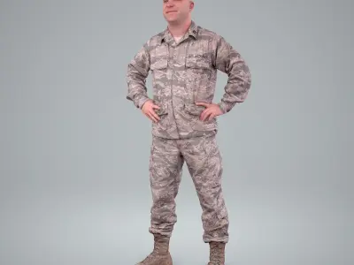 Smiling Standing Wearing Army Clothing CMan0211-HD2-O01P01-S 3D model
