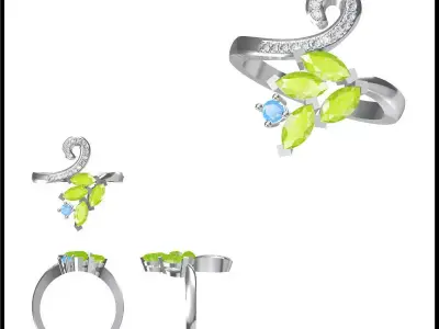 JCD Format Antique color stone rings jewelry cad 3D print model